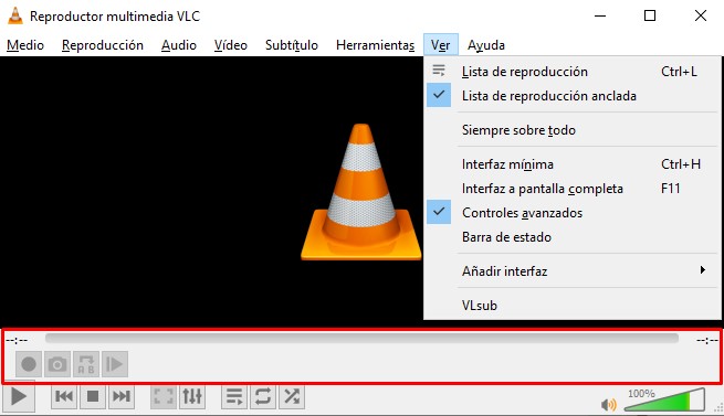 activar barra de grabación en VLC Player